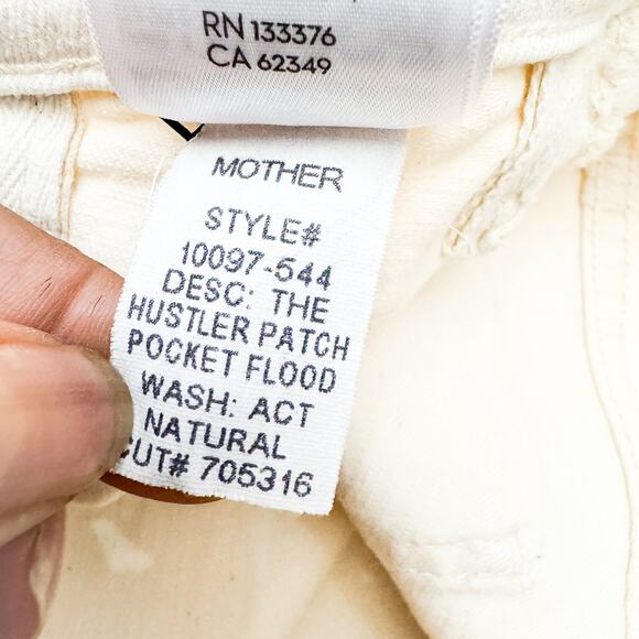 Mother Superior The Hustler Patch Pocket Flood Natural Cream Denim Jeans Size 25 - Picture 9 of 10